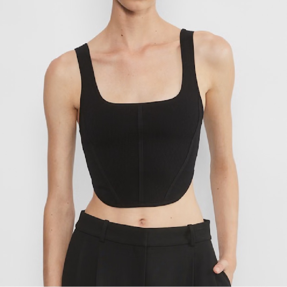 Aritzia Wilfred Knit Corset Tank Top, Black 2XS